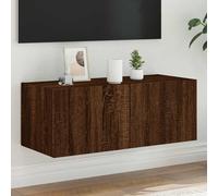 vidaXL Mobile TV a Parete con Luci LED Rovere Marrone 80x35x31 cm