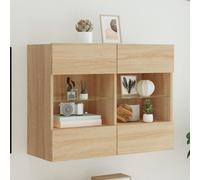 vidaXL Mobile TV a Parete con Luci LED Rovere Sonoma 78,5x30x60,5 cm