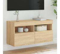 vidaXL Mobile TV a Parete con Luci LED Rovere Sonoma 80x30x40 cm