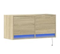 vidaXL Mobile TV a Parete con Luci LED Rovere Sonoma 80x31x35 cm