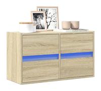 vidaXL Mobile TV a Parete con Luci LED Rovere Sonoma 80x31x45 cm