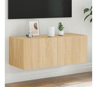 vidaXL Mobile TV a Parete con Luci LED Rovere Sonoma 80x35x31 cm