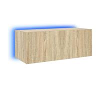 vidaXL Mobile TV a Parete con Luci LED Rovere Sonoma 80x35x31 cm