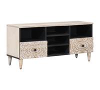 vidaXL Mobile TV Bianco 100 x 33,5 x 46 cm Legno di mango massello