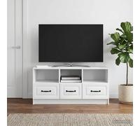 vidaXL Mobile TV Bianco 102 x 34,5 x 47 cm Legno ingegnerizzato, Mobile moderno per soggiorno, armadietto basso, grande spazio, supporto per media con maniglie metalliche