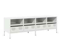 vidaXL Mobile TV Bianco 135x39x43,5 cm in Acciaio Laminato a Freddo, Supporto TV, credenza TV, Mobile HiFi, Mobile Porta TV, Porta TV