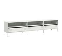vidaXL Mobile TV Bianco 202x39x43,5 cm in Acciaio Laminato a Freddo, Supporto TV, credenza TV, Mobile HiFi, Mobile Porta TV, Porta TV