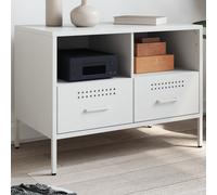 vidaXL Mobile TV Bianco 68x39x50,5 cm in Acciaio Laminato a Freddo, supporto TV, credenza TV, mobile HiFi, mobile porta TV, porta TV