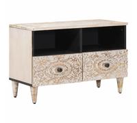 vidaXL Mobile TV Bianco 70 x 33,5 x 46 cm Legno di mango massello, Soggiorno, Idee moderne per design rettangolari, Ottimizzazione dello spazio, Arredamento e colori