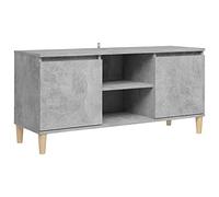 Mobile tv con gambe in legno grigio cemento 103,5x30x50 cm