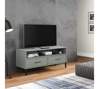 vidaXL Mobile TV con Gambe Metallo Grigio Legno Massello di Pino OSLO