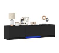 vidaXL Mobile TV con LED nero, 165 x 34 x 40 cm, in legno ingegnerizzato, mobile per soggiorno, scaffalature in legno, supporto per TV moderno, console multimediale LED, unità di intrattenimento