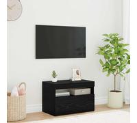 vidaXL Supporto TV Nero in Rovere con Luci LED 60 x 35 x 40 cm | Legno Ingenerizzato con Ampio Spazio di Stoccaggio per Soggiorno e Home Theater, Stile e Facile Assemblaggio, Mobile Consolle Media Ce