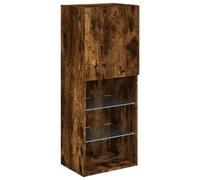 vidaXL Mobile TV con Luci LED Rovere Fumo 40,5x30x102 cm, Mobile TV a Parete, Mobile per dispositivi multimediali, consolle Porta TV, Mobile TV