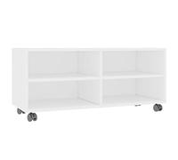 vidaXL Mobile TV con Ruote e Scomparti Aperti Robusto Elegante Armadietto Basso Multimediale Dvd Credenza HiFi Bianco in Legno Multistrato