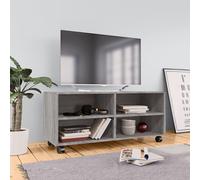 vidaXL Mobile TV con Ruote Grigio Sonoma 90x35x35cm Legno Multistrato, mobiletto, mobiletto HiFi, Mobile per dispositivi multimediali, Supporto TV