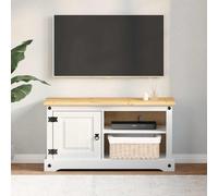 vidaXL Mobile TV Corona Bianco 100 x 40 x 52 cm Pino massello, Mobile TV Rettangolare in Pino, Design Moderno, Soluzione per la Tua Sala, Centro intrattenimento Libero