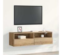 vidaXL Mobile da parete per TV, in legno di quercia artigianale, finitura opaca, rettangolare, per soggiorno