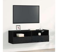 vidaXL TV Wandkast 100 x 30 x 30 cm Zwart Eiken Bewerkt hout