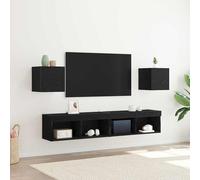 vidaXL Mobile TV da parete 2 pcs Rovere Nero 30,5 x 30 x 30 cm
