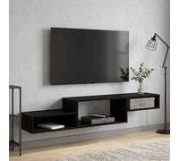 vidaXL Mobile TV da Parete A parete Rovere Nero 150 x 28 x 26 cm
