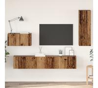 vidaXL Mobile TV da Parete con lo scaffale Altro con archiviazione con porta 4 pcs Legno Antico Media