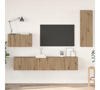 vidaXL Mobile TV da Parete con lo scaffale Altro con archiviazione con porta 4 pcs Quercia Artigianale