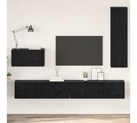 vidaXL Mobile TV da Parete con lo scaffale Altro con archiviazione con porta 4 pcs Rovere Nero