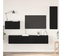 vidaXL Mobile TV da Parete con lo scaffale Altro con archiviazione con porta 4 pcs Rovere Nero