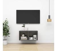vidaXL Mobile TV da Parete Grigio Lucido 37x37x72 cm Legno Multistrato