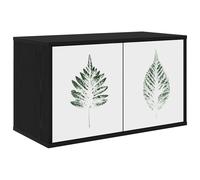 vidaXL Mobile TV da Parete HANAU 69 x 33 x 40 cm Rovere Nero, Soggiorno, mobile moderno a parete, supporto TV, ampio spazio per organizzare e decorare la casa
