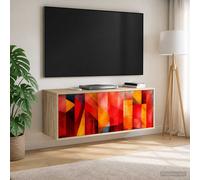vidaXL Mobile TV da Parete HEESCH 102 x 33 x 40 cm Rovere Sonoma, Mobile TV rettangolare per soggiorno moderno, montato a muro, spazio per media, soluzioni salvaspazio