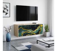 vidaXL Mobile TV da Parete WIJHE 102 x 33 x 40 cm Rovere Sonoma, Mobile TV rettangolare per soggiorno moderno, montato a muro, spazio per media, soluzioni salvaspazio