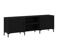 vidaXL Mobile tv entertainment center con finitura in rovere nero strutturato - consolle multimediale per soggiorno/camera da letto con ripiani galleggianti - legno ingegnerizzato rettangolare, 2 ante