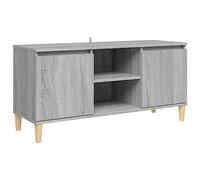 vidaXL Mobile TV Gambe in Legno Massello Grigio Sonoma 103,5x35x50 cm