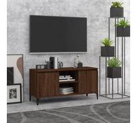 vidaXL Mobile TV Gambe in Metallo Rovere Marrone 103,5x35x50 cm
