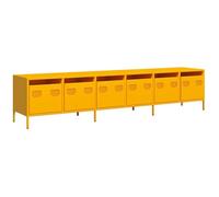 vidaXL Mobile TV Giallo Senape 202x39x43,5cm Acciaio Laminato a Freddo, Supporto TV, Mobile HiFi, consolle TV, credenza TV