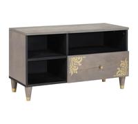 vidaXL Mobile TV Grigio 80 x 33 x 46 cm Legno di mango massello