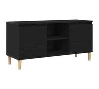 vidaXL Mobile TV in legno di rovere nero, con ante scorrevoli e mensole, 102 x 35 x 50 cm