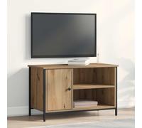 vidaXL Artisan - Mobile TV in rovere opaco, con ripiani multipli, struttura in metallo resistente, moderno mobile per soggiorno e home theater