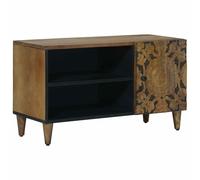 vidaXL Mobile TV Marrone 80 x 31,5 x 46 cm Legno di mango massello, Soggiorno moderno, mobile TV rettangolare, console chic, comodo spazio, armadietto per l'intrattenimento