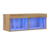 vidaXL Mobile tv - mobile media in rovere artigianale con led - moderno supporto intrattenimento per soggiorno/camera da letto - pannello truciolare - 80x30 cm - marrone - capacità 50 kg - contenitore