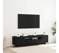 vidaXL Mobile TV Quercia Nera con luci LED, Finitura Opaca, Soluzione di archiviazione Moderna, Gestione dei Cavi, Centro di intrattenimento, Dimensioni 160x35x40 cm, mobili Leggeri contemporanei,