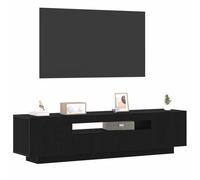 vidaXL Mobile TV Quercia Nera con luci LED, Finitura Opaca, Soluzione di archiviazione Moderna, Gestione dei Cavi, Centro di intrattenimento, Dimensioni 160x35x40 cm, mobili Leggeri contemporanei,