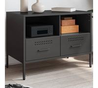 vidaXL Mobile TV Nero 68x39x50,5 cm in Acciaio Laminato a Freddo, supporto TV, credenza TV, mobile HiFi, mobile porta TV, porta TV