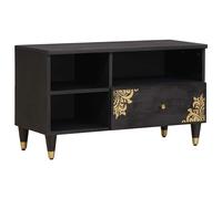 vidaXL Mobile TV Nero 80 x 33 x 46 cm Legno di mango massello