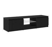 vidaXL Mobile TV in legno massello di rovere nero, 140 x 40 x 35,5 cm, luci LED, contenitore per soggiorno