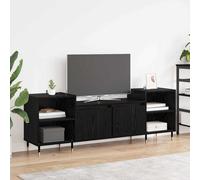 vidaXL Mobile TV nero effetto rovere, 160 x 35 x 55 cm, materiale in legno, moderno archivio multimediale rettangolare, robusto mobile TV, molto spazio, eleganti gambe nere