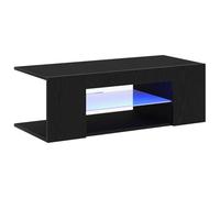 vidaXL Mobile TV moderno rovere nero con luci a LED e ripiano in vetro - Elegante contenitore in legno per soggiorno, due scomparti - 90 x 39 x 30 cm - solo per uso