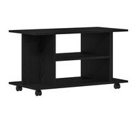 vidaXL Mobile TV Ruote Rovere Nero 80x40x45cm Legno Multistrato